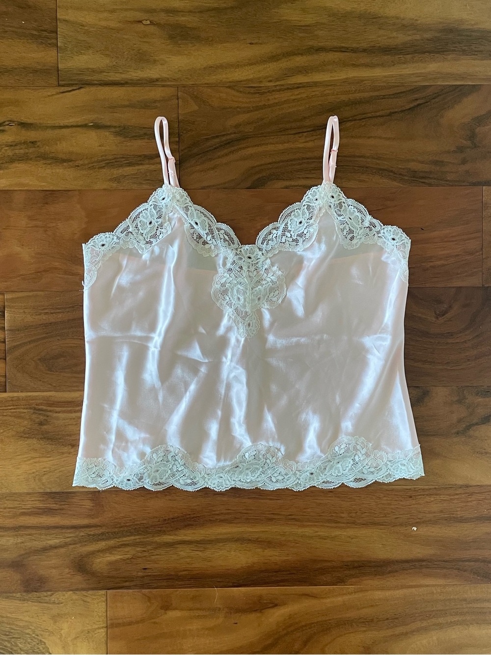 Victoria's Secret Pale Pink Satin Lace-Trim Cami